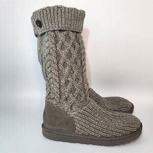 UGG Classic Cardi Cabled Knit Sweater Knee Boots Women's Size 8 NWT